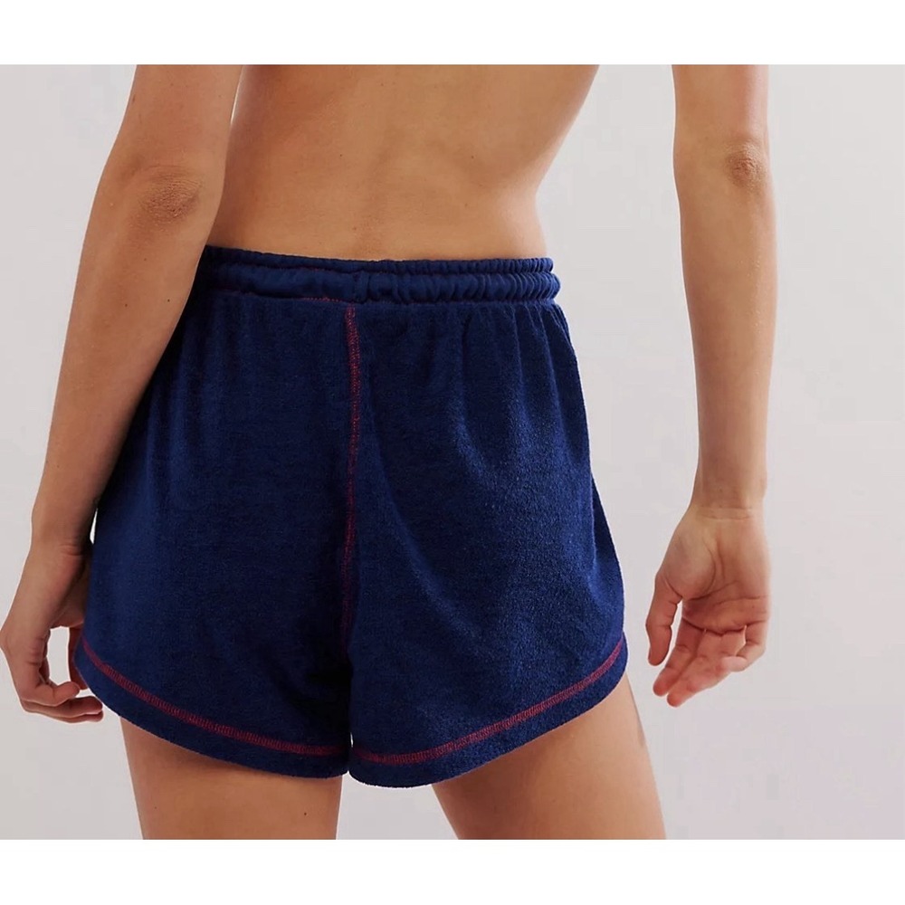Free People Intimately Gimme More‎ Terry Shorts Blue Red Retro 60s